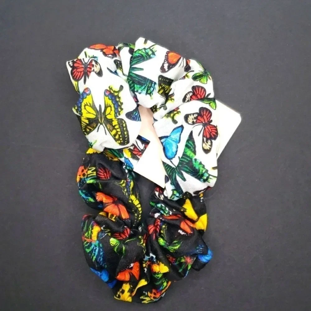 MULTICOLOR butterfly scrunchies black and white